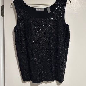 NWOT-Kate Hill Charcoal Sequin Embellished Top